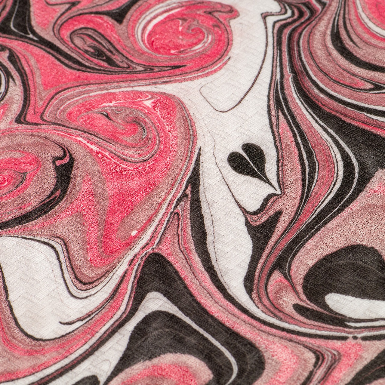 ❤︎リバーシブル半巾帯 　ハート墨流し [ hot chocolate ]マーブル