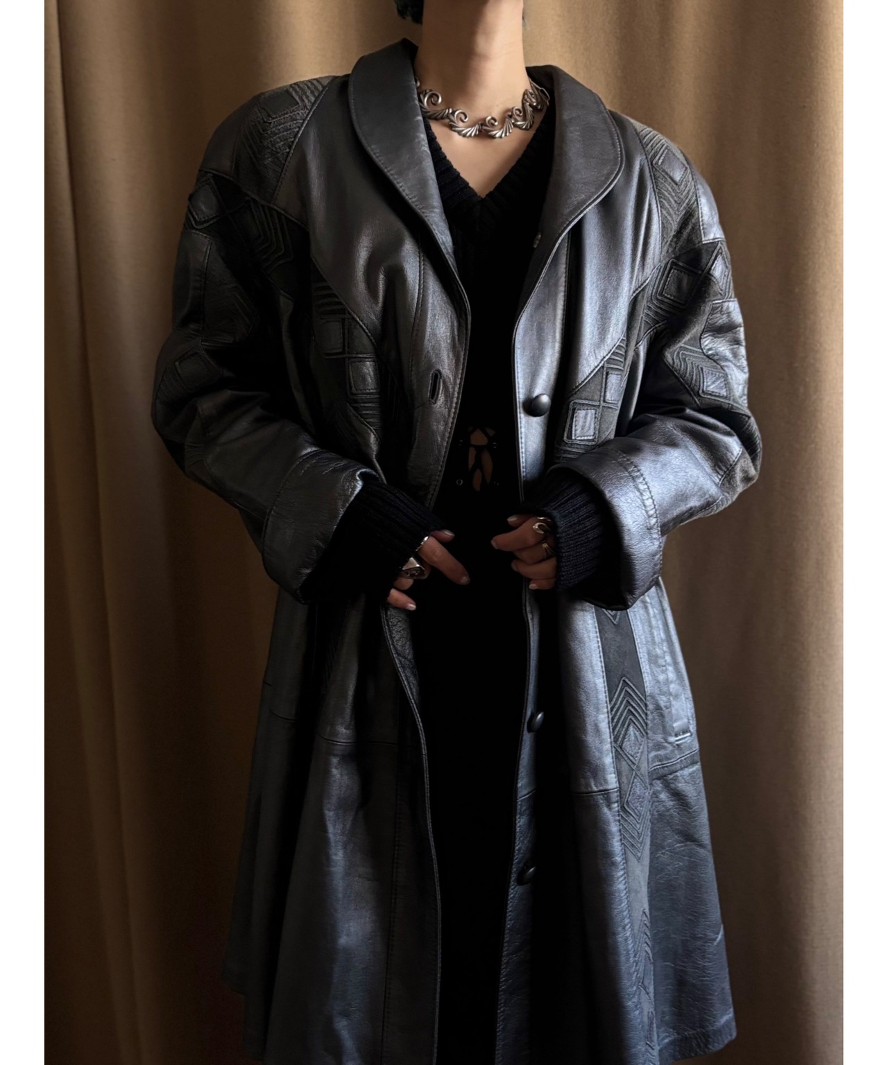 MADE IN CANADA real leather half coat-4478-1