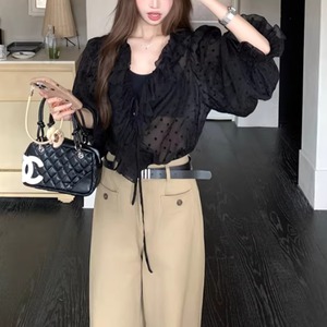 ドット柄シアーラッフルブラウス ・75886