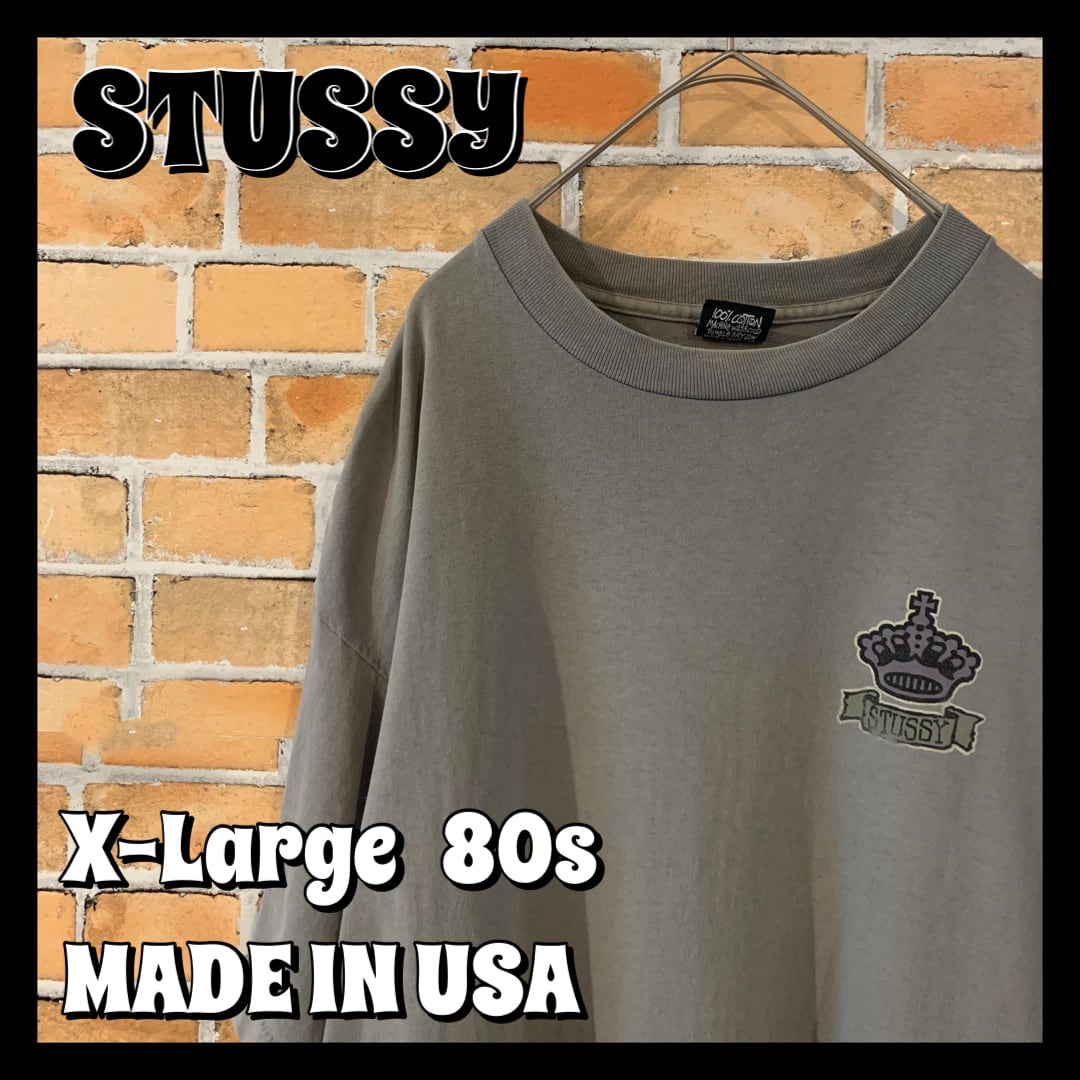 STUSSY】 80s OLD STUSSY クラウンロゴ 黒タグ USA製 オールド 