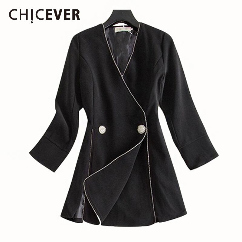 CHICEVERツーピースセットレディースVネック長袖チュニックシャーリングトップウエストポケット足首丈パンツ2020 ロング 6base554681809788