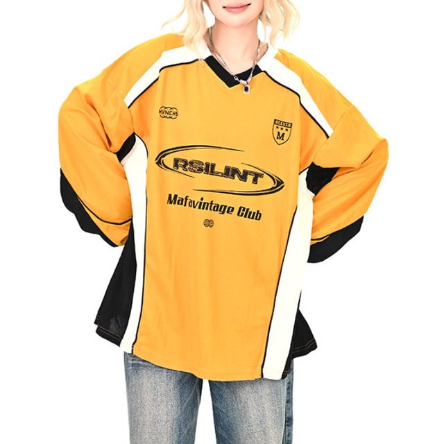 color block v-neck long tee　カラーブロックVネックロングティー　J1418