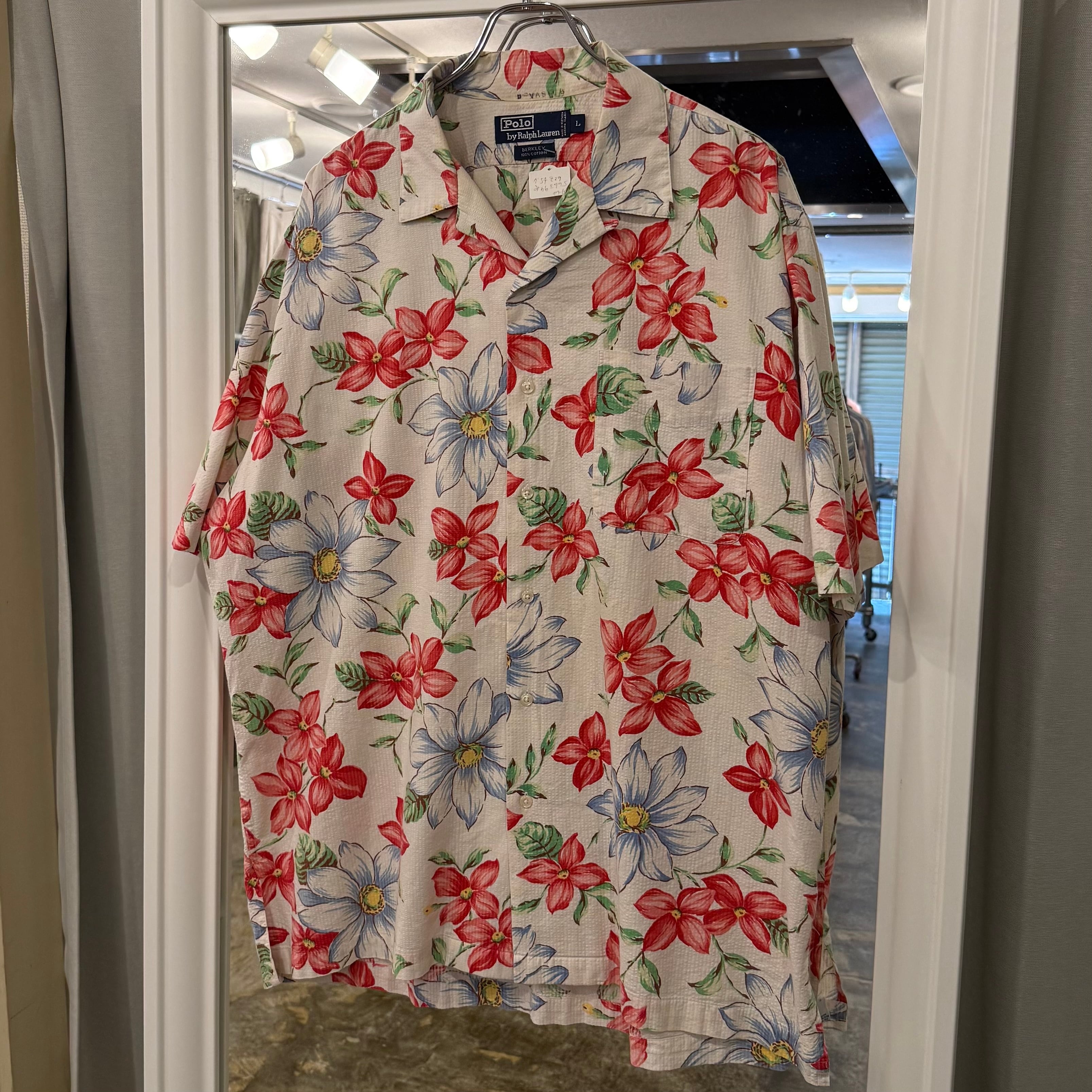 シアサッカー】90's~ Polo by Ralph Lauren Open Collor Shirt | spike osu