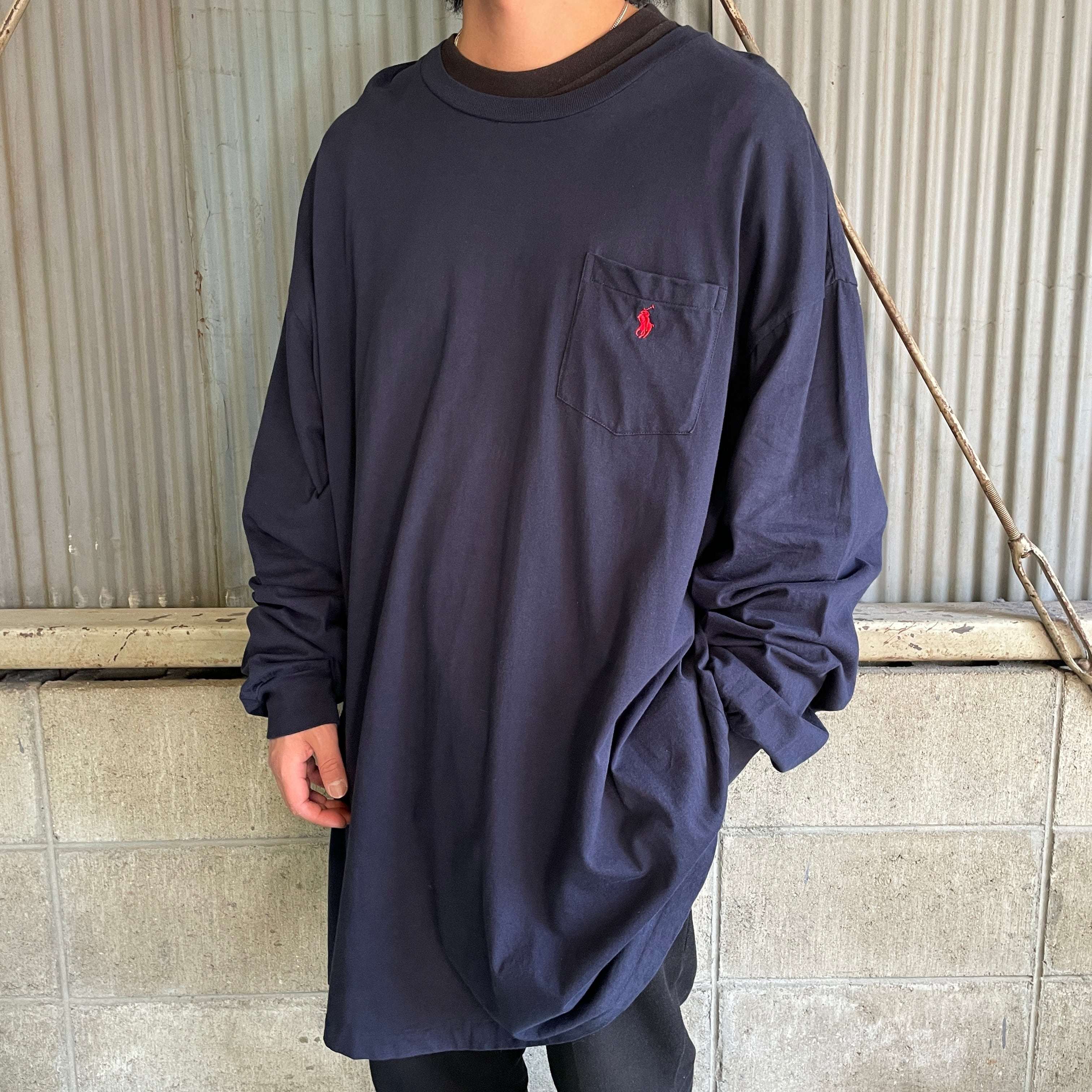 新品 スーパー ビッグ 長袖Tシャツ ロンT メンズ ネイビー 3XL