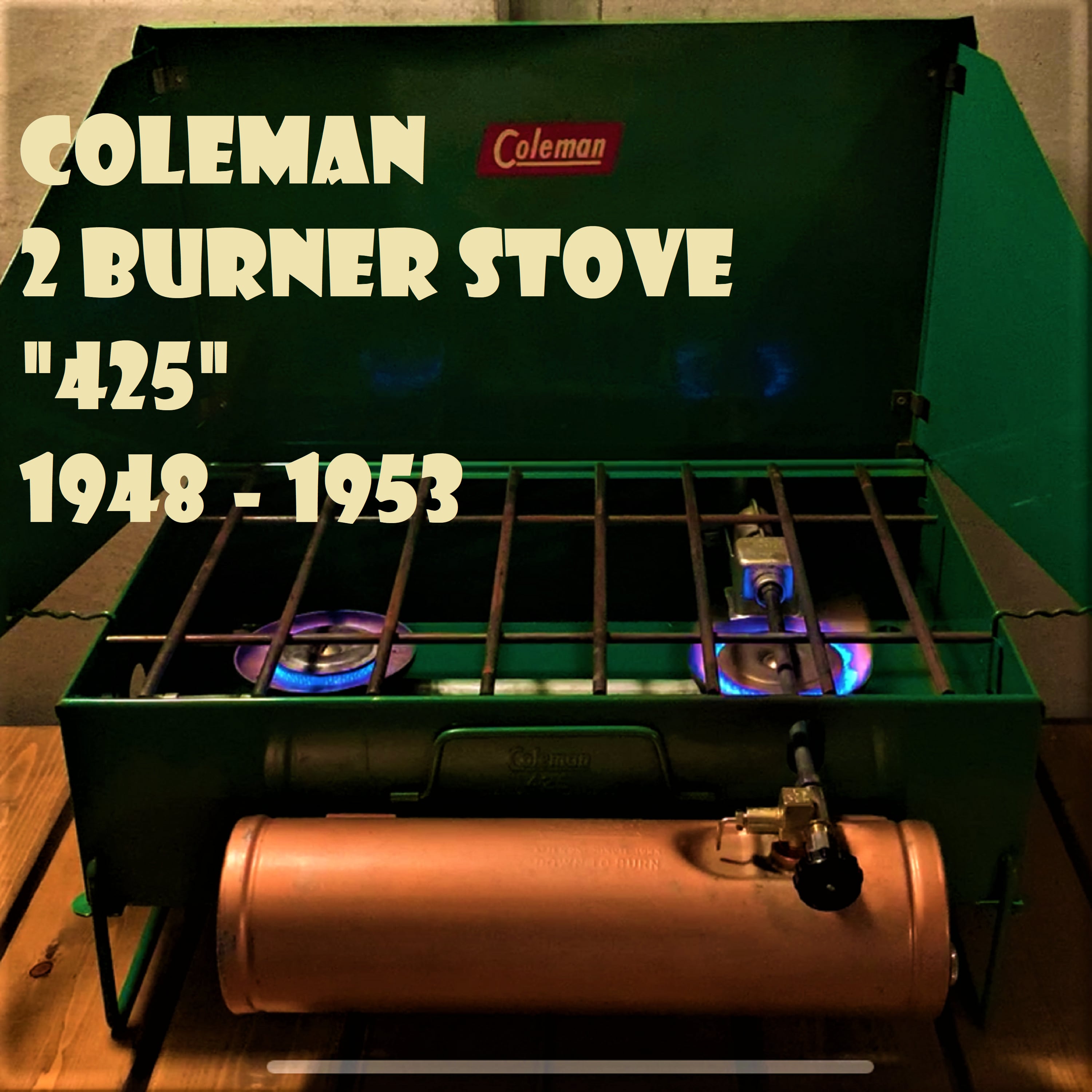 コールマン 初代425前期型 ツーバーナー コッパ―タンク コンパクト ビンテージ ストーブ 40年代50年代 2バーナー COLEMAN 超希少  レア 純正箱付き 美品 | スーパービンテージデポ【Super Vintage Depot】 powered by BASE