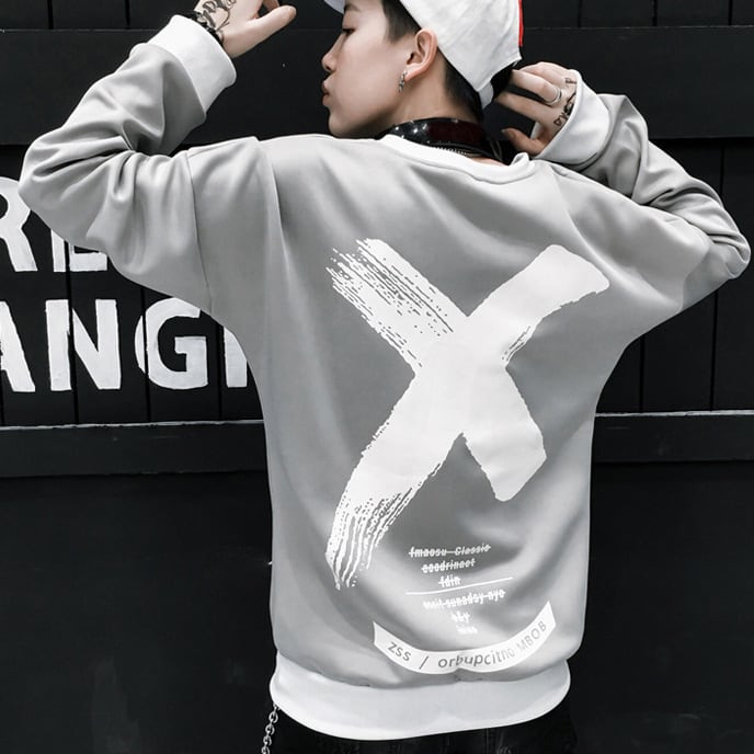 ストリート ヒップホップトレーナー Ｘ ばってん バッテン グレー