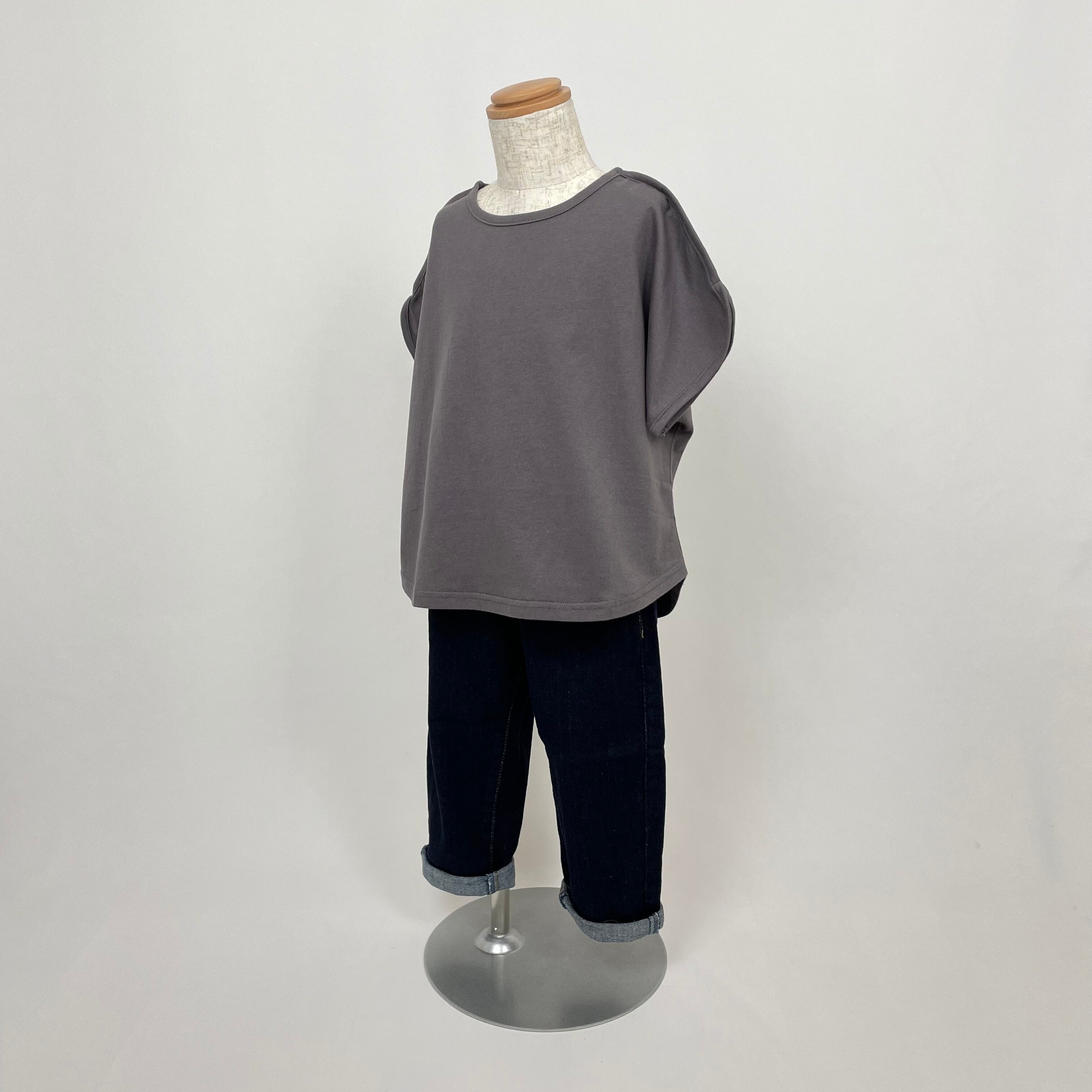 riziere ピュアコットンオーバーサイズフレンチスリーブTシャツ