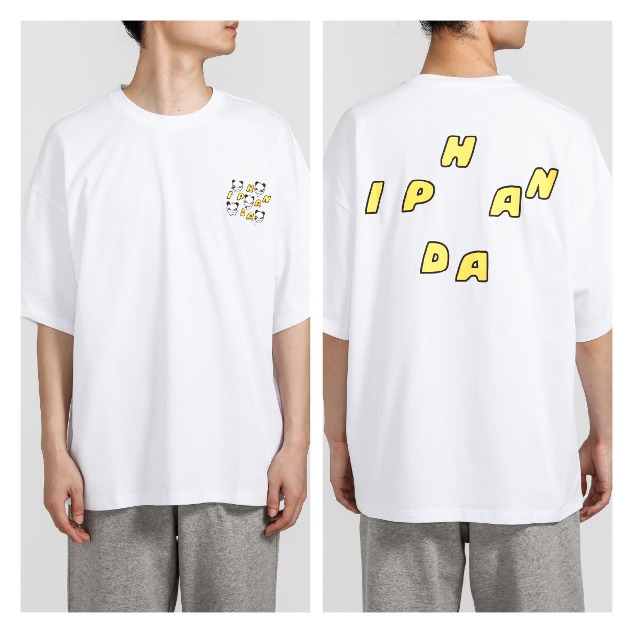 【HIPANDA 】1007 メンズ Tシャツ 刺繍 オーバーサイズ