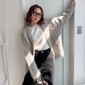 配色ラインリブknit/エクリュ