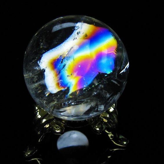 アイリスクォーツ 水晶 丸玉 虹入り 27mm 水晶玉 置物 スフィア 141-6947