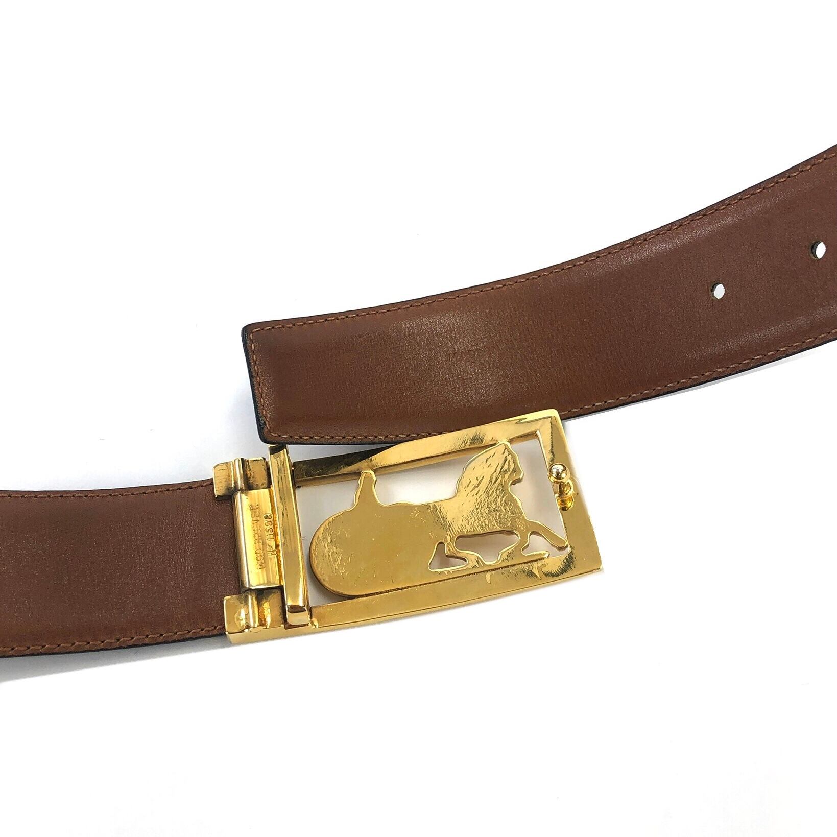 CELINE セリーヌ ホースキャリッジ 馬車 レザー ベルト ブラック CELINE セリーヌ ホースキャリッジ 馬車 レザー ベルト ブラック