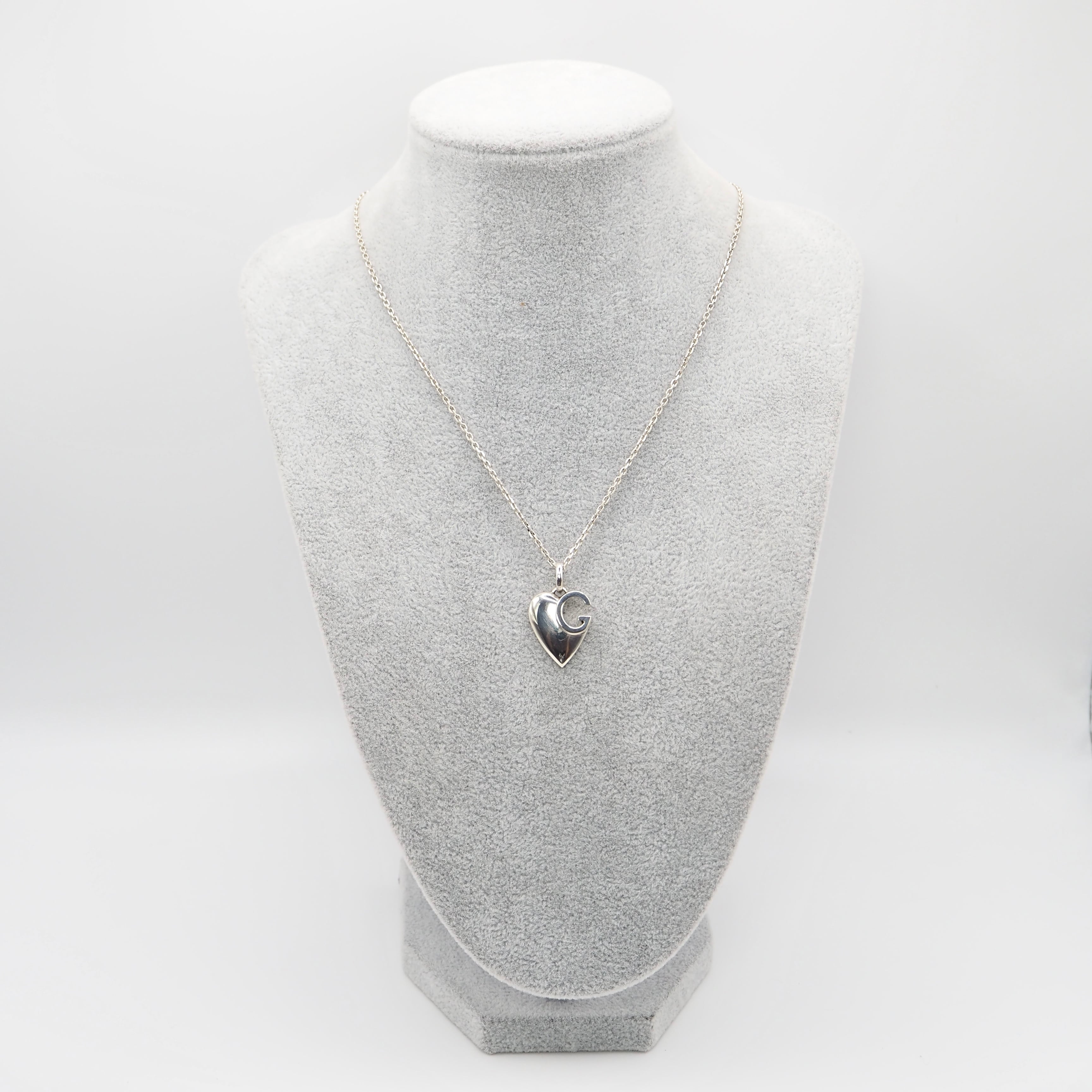 グッチ シルバー ハート型チャーム ネックレス GUCCI ハートチャーム ネックレス シルバー シルバー925 グッチ