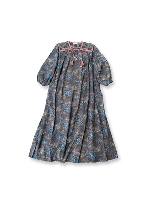 saruche ブロックプリント　ショルダーキルトパッチ タッセルワンピース　Ajrakh