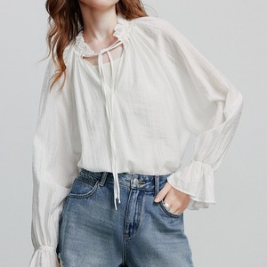 Drawstring Flutter Sleeve Blouse / ドローストリング フラッター スリーブ ブラウス