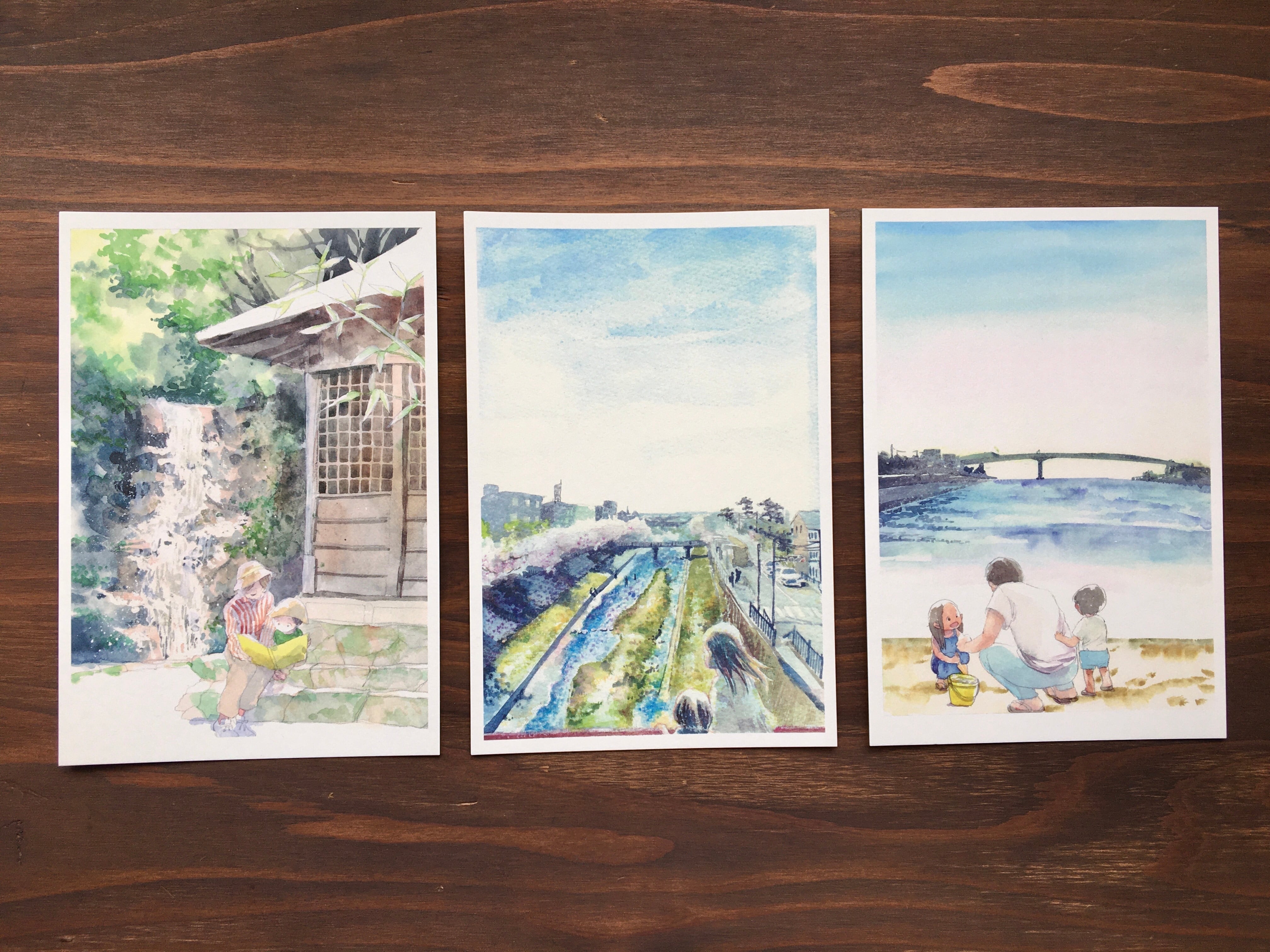 風文庫オリジナルポストカード~蘆屋川三景ー 春夏(3枚セット)