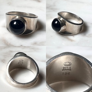 GEORG JENSEN silver ring "124" set with onyx