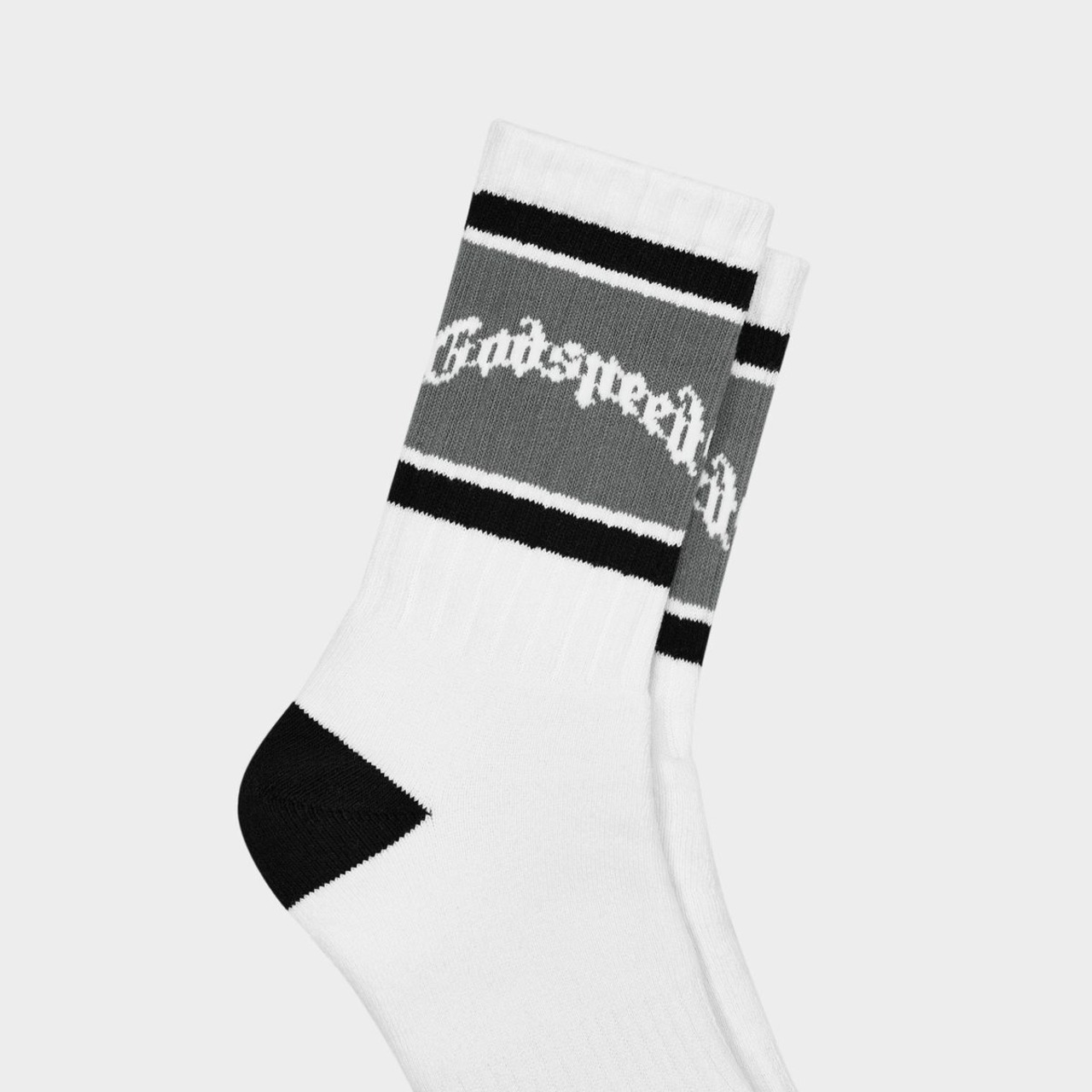 GOD SPEED / og logo striped sock white grey