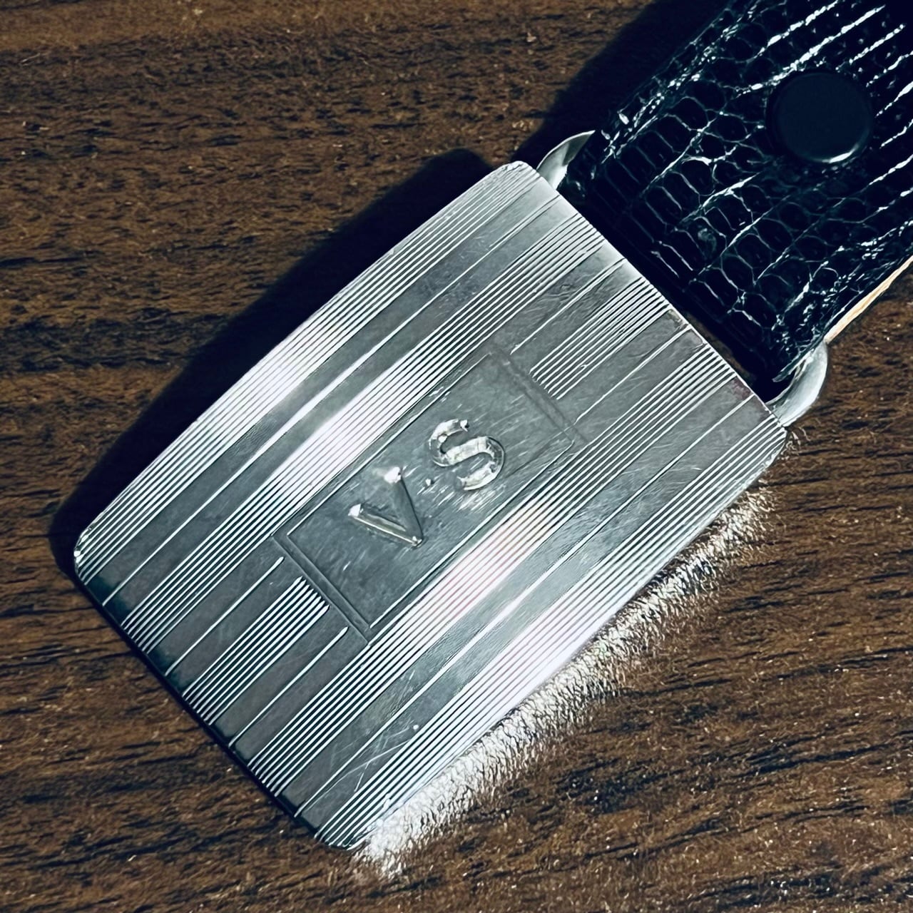 VINTAGE TIFFANY & CO. Engine Turned Slide Buckle Sterling VINTAGE TIFFANY & CO. Engine Turned Slide Buckle Sterling