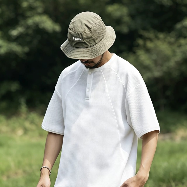 ワッフルタッチ・ヘンリーネック｜Tシャツ
