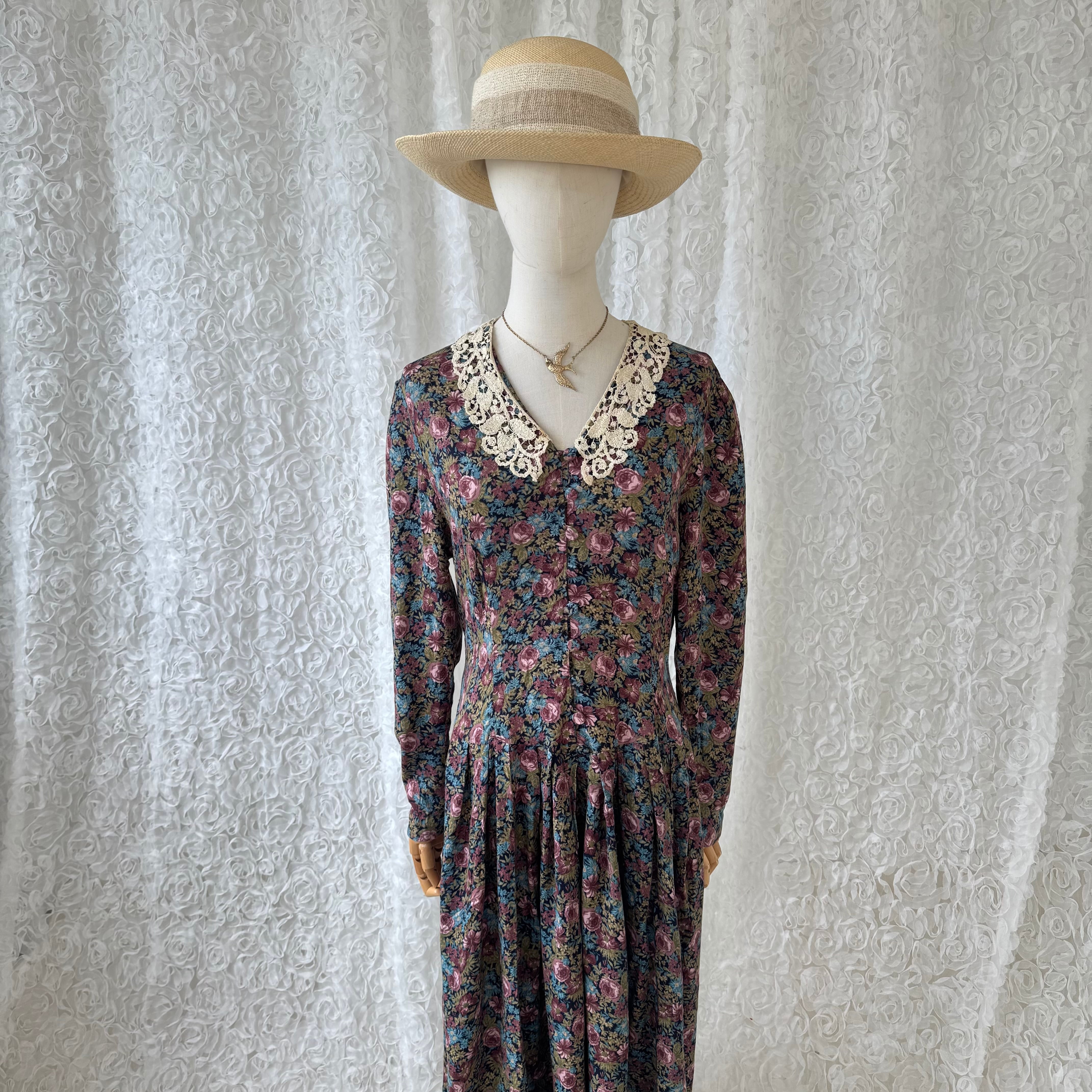 希少Laura Ashley ローラアシュレイ 英国製ヴィンテージ花柄ワンピース