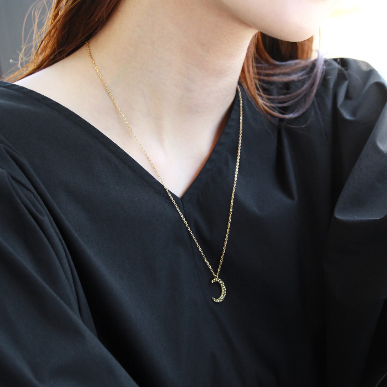 【ネコポス便】ネックレス 三日月モチーフネックレス 金属アレルギー サージカルステンレス　1680