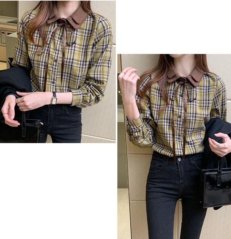 HYKE チェック柄 長袖ボウタイシャツ HYKE チェック柄 長袖ボウタイシャツ HYKE チェック柄 長袖ボウタイシャツ