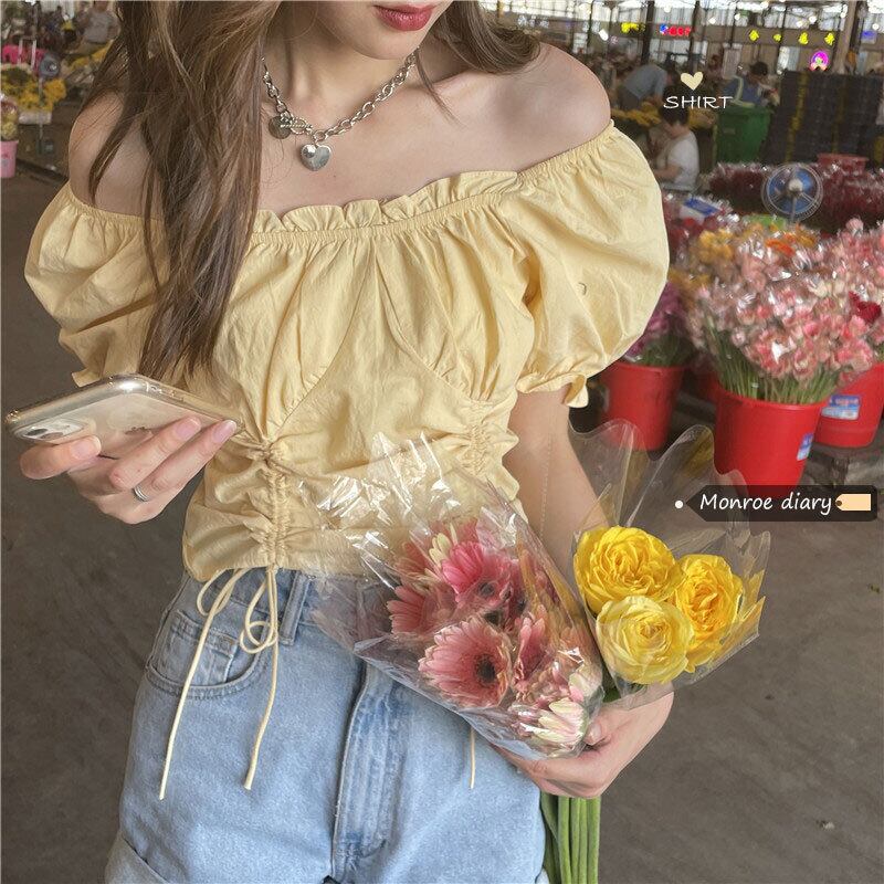 スリーブショートシャツ ブラウス サマー 大人ガーリー スウィート キュート カジュアル 夏物 モンロー84521273498