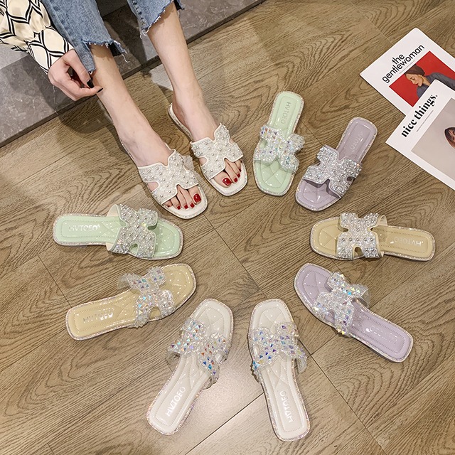 ミュールサマーレッドラインストーンスタイル 靴 シューズ 夏物 フェイクシューズ64070422695