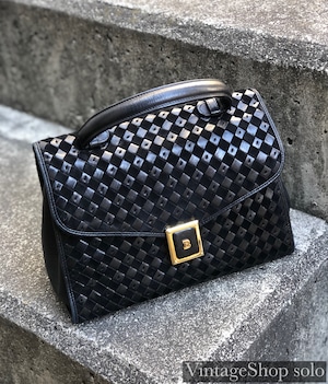 【売約品　solditems】BALLY 　バリー  コンビレザー　イントレチャート　ハンドバッグ　ブラック　vintage　ヴィンテージ　オールド　gg5gm2