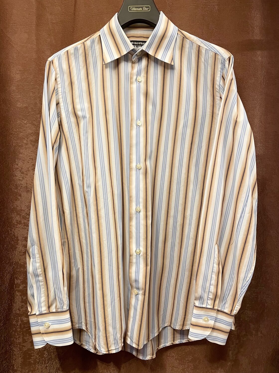 MADE IN ITALY製 GIANFRANCO FERRE 長袖ストライプ柄シャツ マルチ 