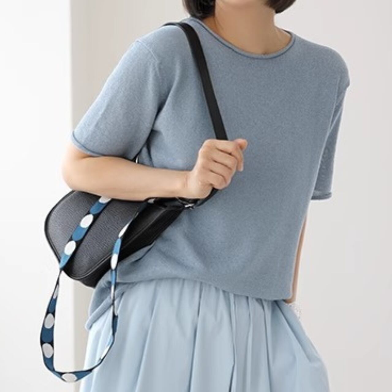 Boat neck short sleeve knit top ◇2colors 2087