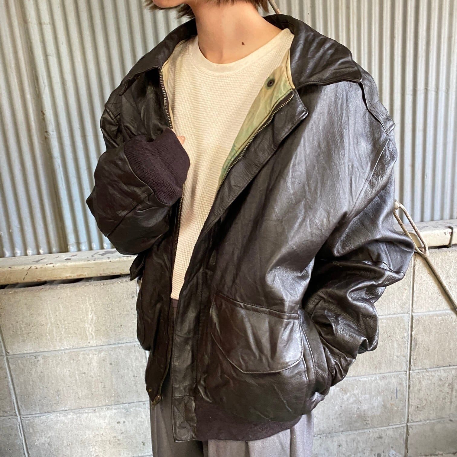 AIRBORNE エアーボーン A-2タイプ 本革 フライト レザージャケット  