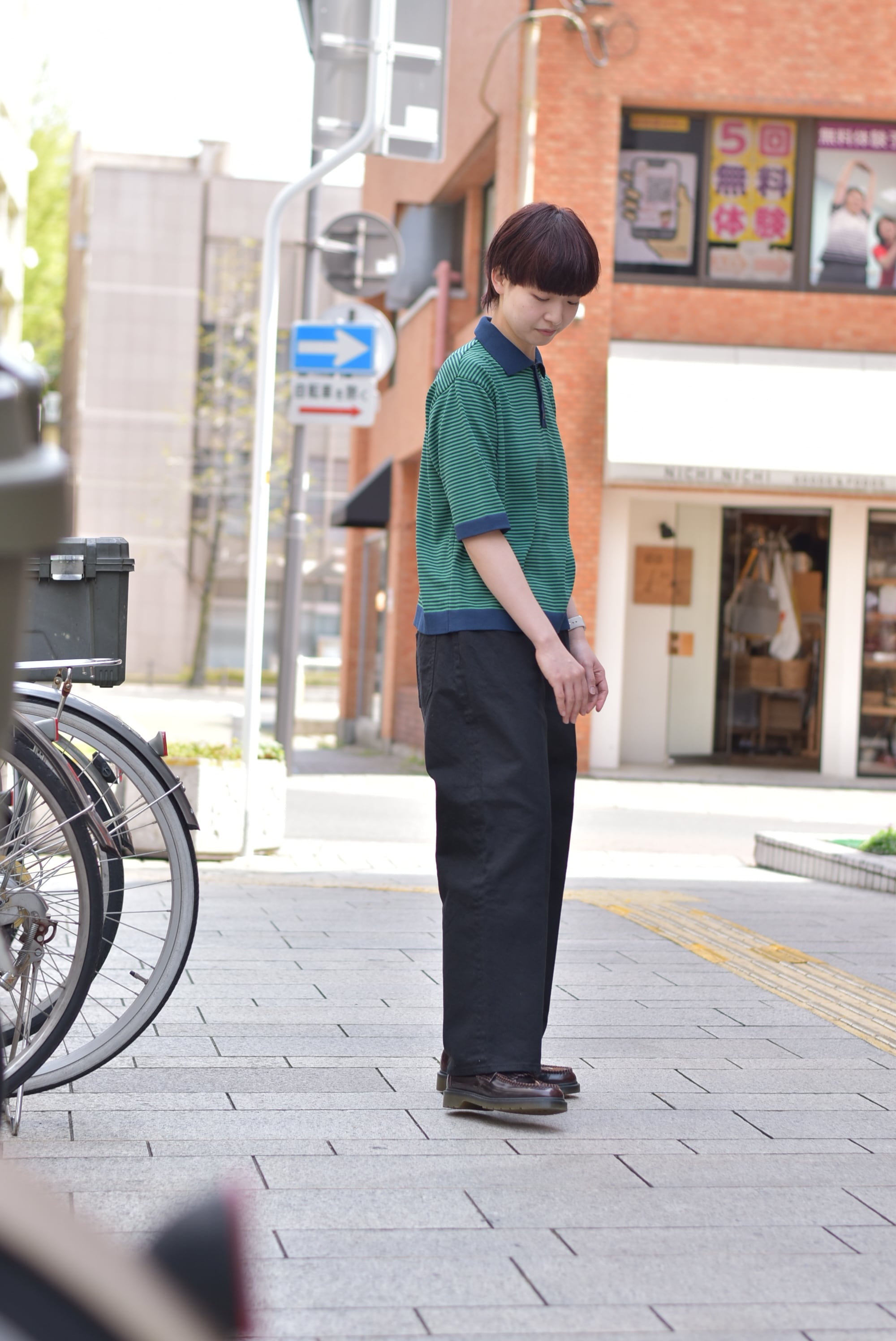 ラスト1点！※【maillot】mature border knit polo | theater(シアター)