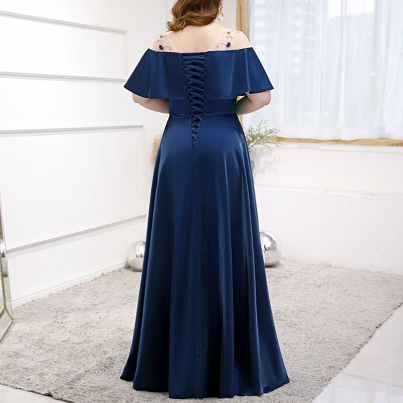 ネイビー オフショルダー フリルドレス　オケージョンドレス【値引き】 3XL〜7XL】フリルオフショルダードレス D1600 | 演奏会・ステージ