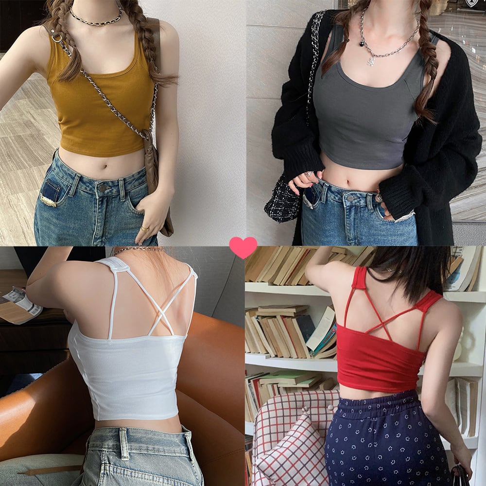 バッククロス タンクトップ レディース 春夏秋 インナー トップス