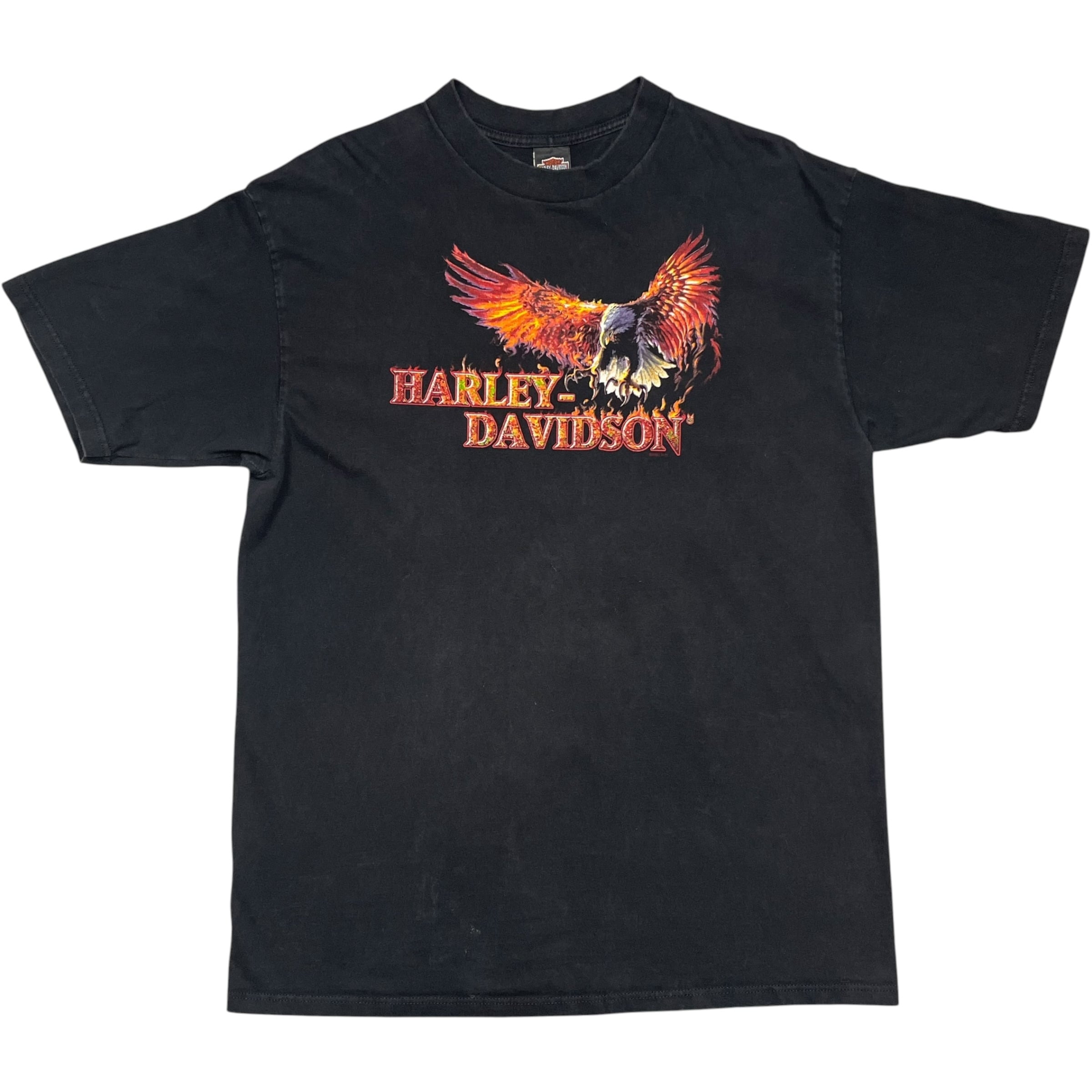 《XXL》Harley-Davidson ハーレーダビッドソン Tシャツ 両面プリント イーグル フェード ブラック USA製 no.10557