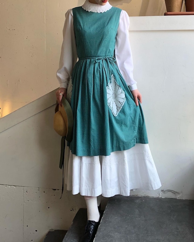 50's green cotton dress