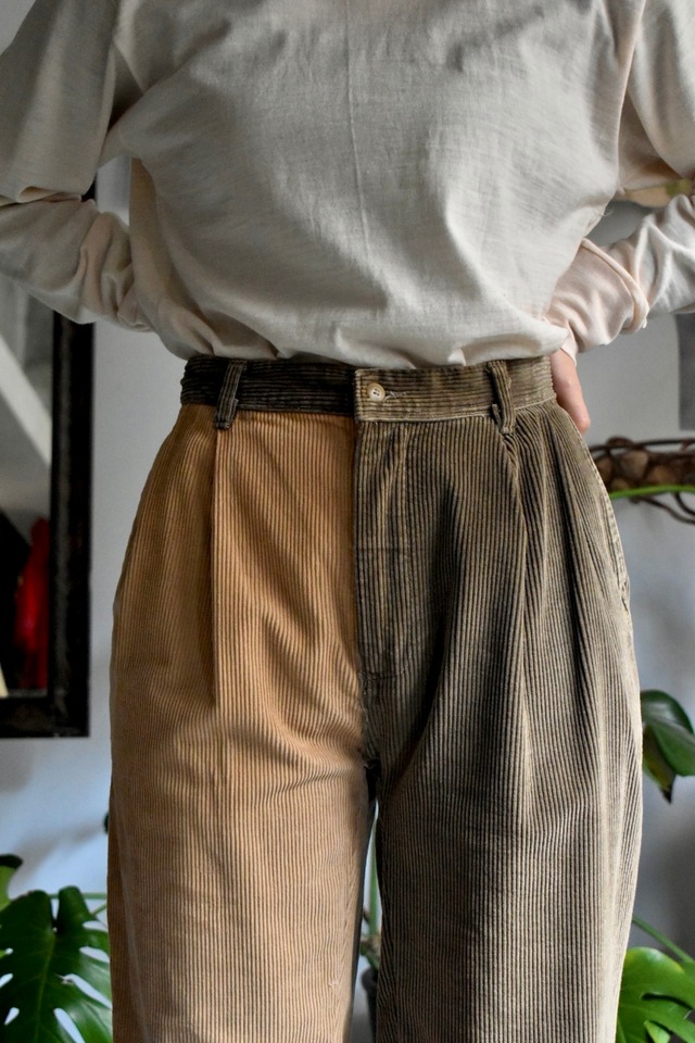 90's old remake "corduroy pants" “two-tone“