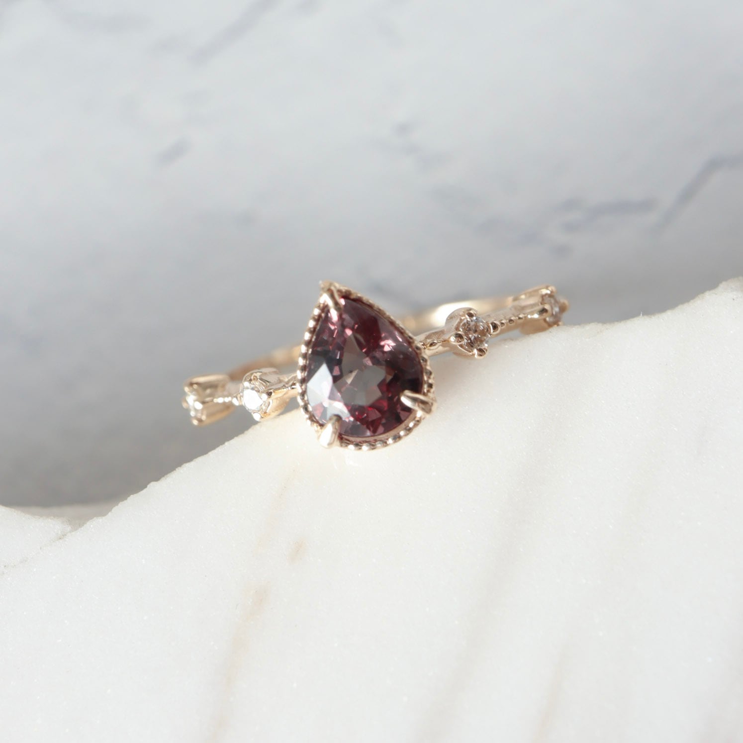 カラーチェンジガーネット(PS)&Dia リング【1点限定】