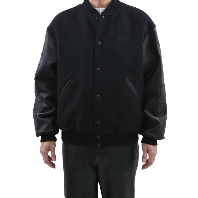 【VETEMENTS】BIKER CROSS EMBROIDERED VARSITY JACKET