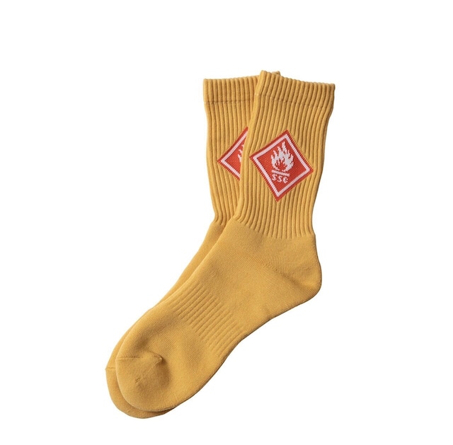 SURFSKATECAMP " DANGER SIGN SOCKS " Yellow