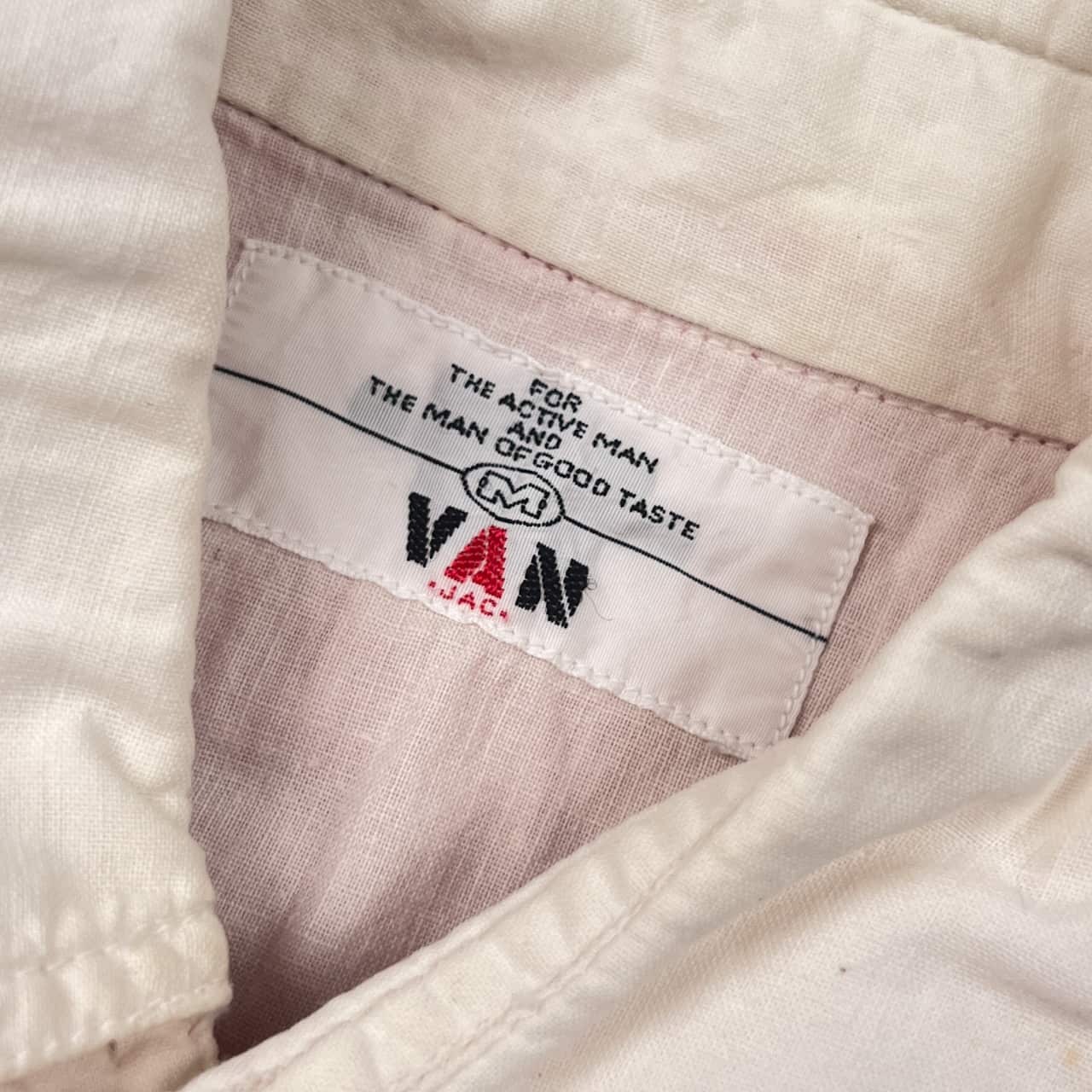 90s VAN JAC ヴァンヂャケット ペイズリー 長袖 ウエスタンシャツ M/ホワイト×レッド メンズ ビンテージ