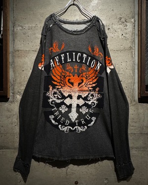【Caka】“Affliction” "Reversible" Gothic Design L/S Thermal T-Shirt