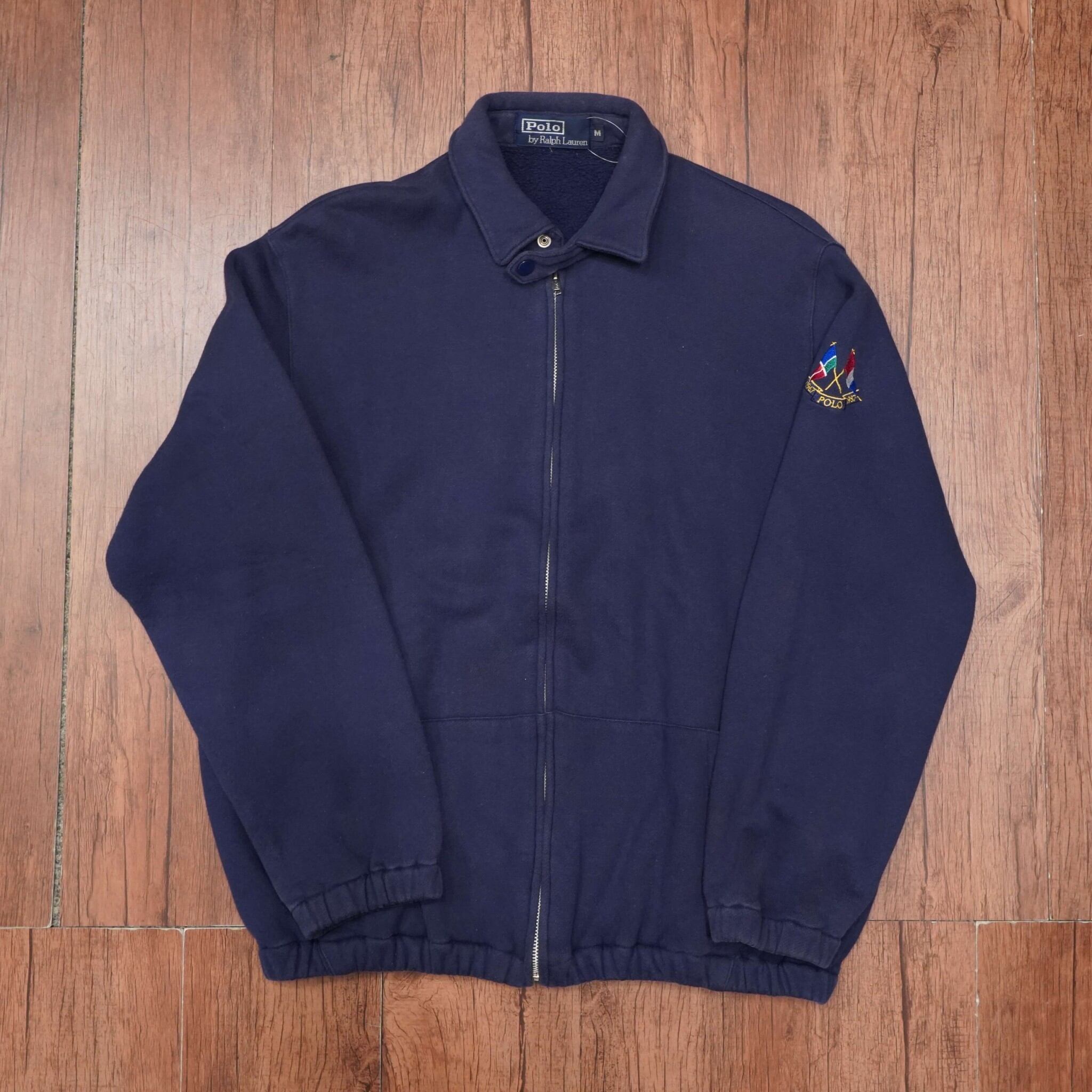 80s ralphlauren スウェット ドリズラージャケット M/クロスフラッグ