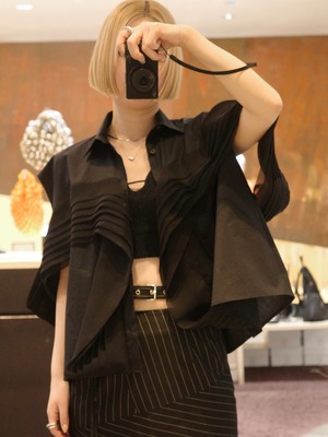 【25SS】GURTWEIN ガーウィン / COTTON POPLIN WITH CHIFFON SLEEVELESS BOXY BLOUSE / ブラウス