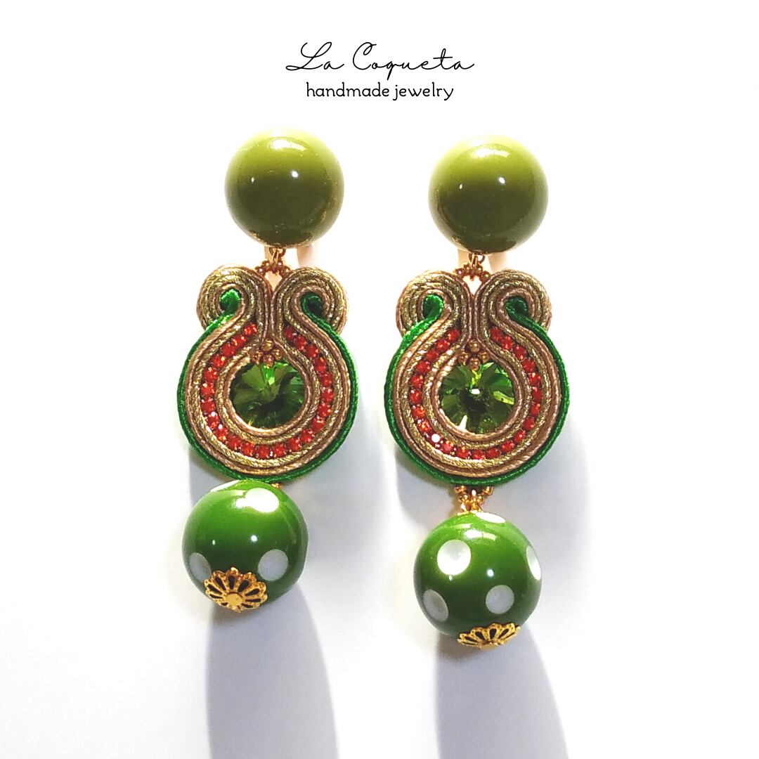 フラメンコ ピアス エメラルドグリーン 