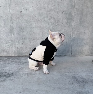 2TONE ワッフルパーカー アイボリー×ブラック