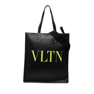 ヴァレンティノ ロゴプリント スタッズ トートバッグ ハンドバッグ ブラック レザー レディース VALENTINO 【中古】