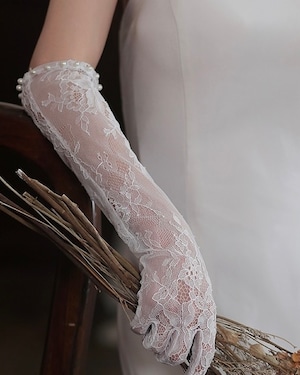 レースパールロングウェディンググローブ【GL2511-07】