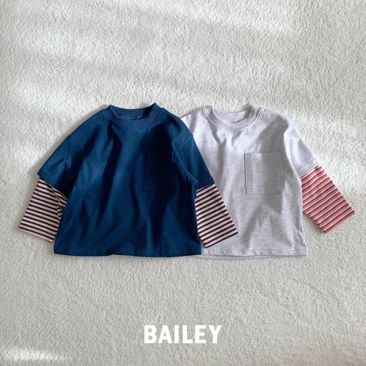 即納◆85-95サイズ-メランジグレー 長袖Layered T-Bailey